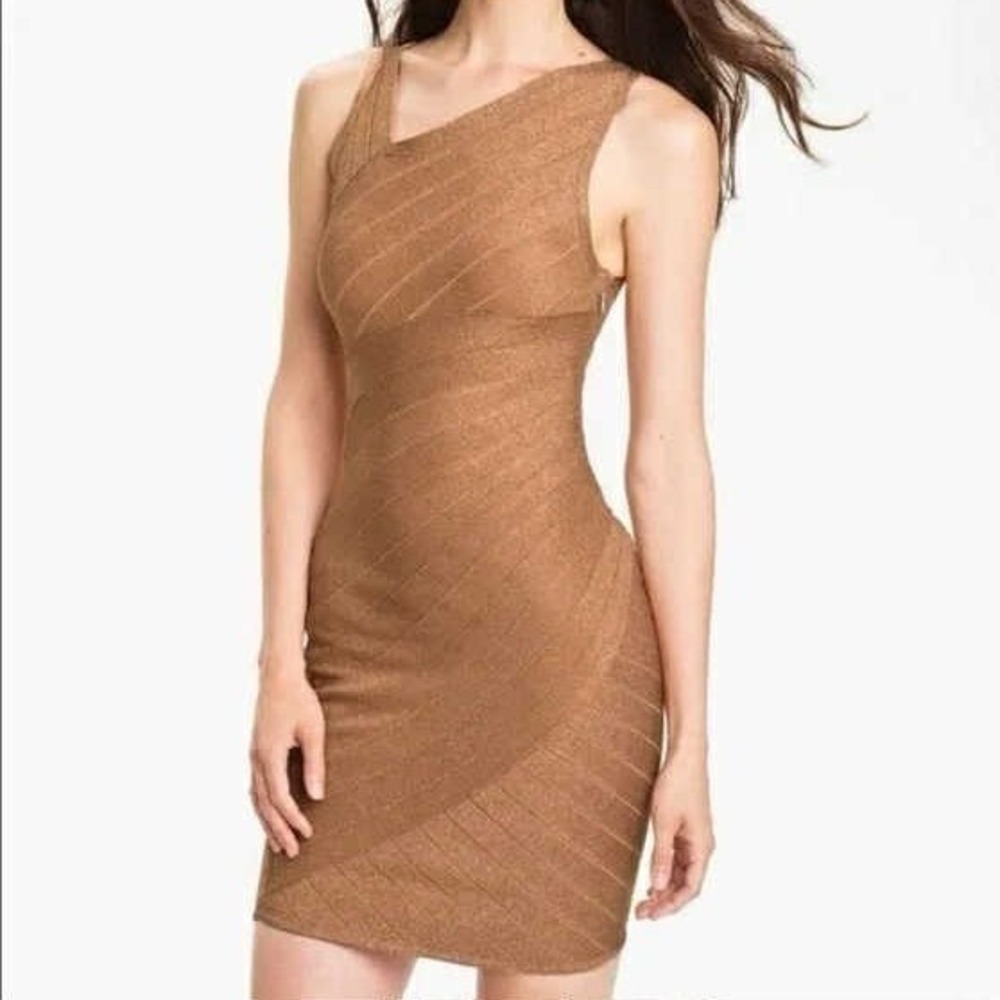JS‎ Collections Bronze Metallic Sleeveless Bodycon Dress Size 14 Party